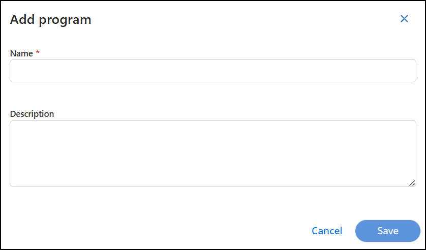 Add program pop-up