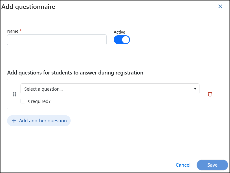 Add questionnaire pop-up.