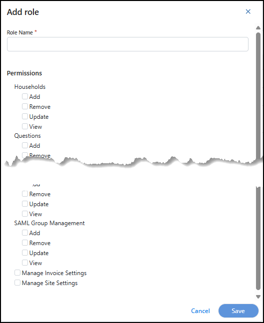 Add role pop-up
