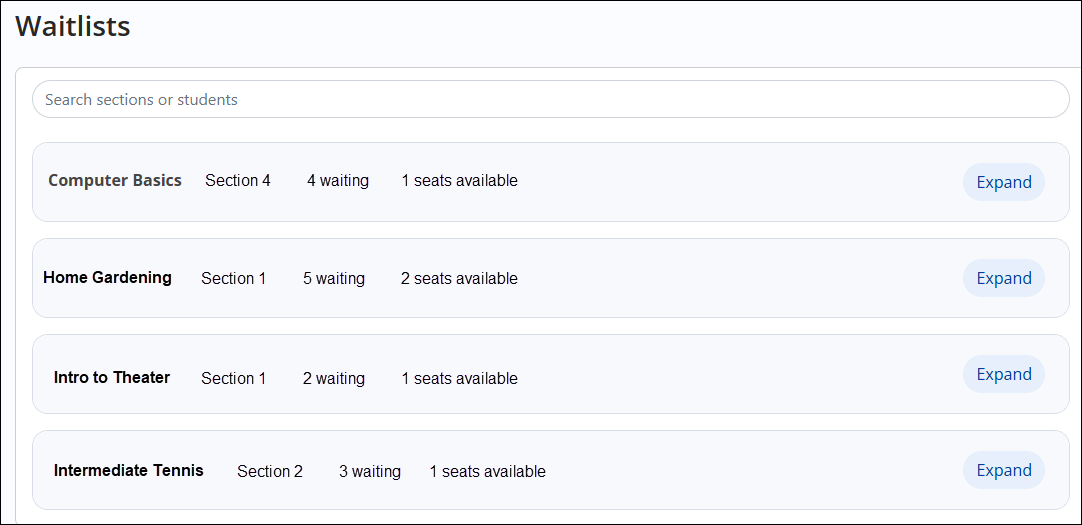 Waitlists page.