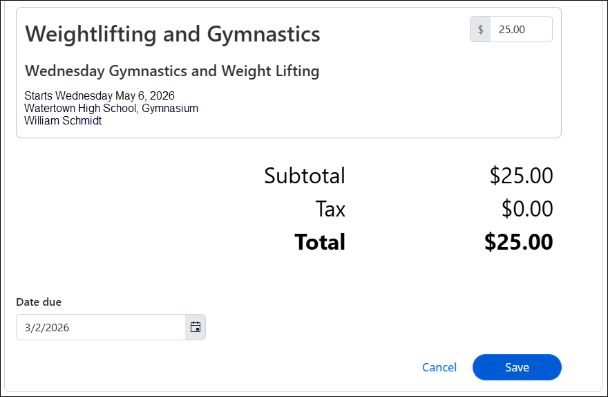 Invoice page.