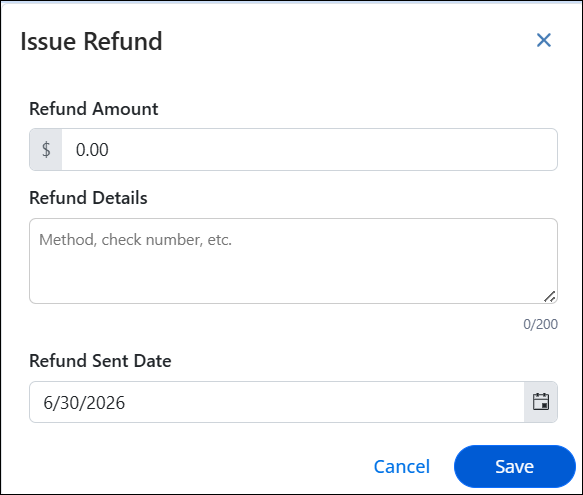 Issue refund pop-up.